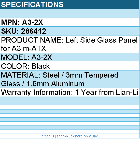 Lian-Li A3-2X Accessory - Optional Left side glass panel for A3-mATX Black