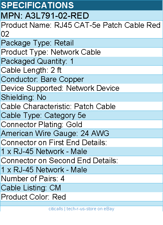 Belkin A3L791-02-RED Cat5e Patch Cable - RJ-45 Male - 2 ft - Red