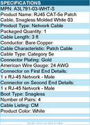 Belkin A3L791-03-WHT-S Cat5e Patch Cable - RJ-45 Male - 3ft - White