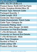 Belkin A3L791-20-BLU-S Cat5e Snagless Patch Cable, 20ft - Molded - Blue