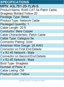 Belkin A3L791-20-YLW-S Cat5e Patch Cable - RJ-45 Male Network - 20ft - Yellow