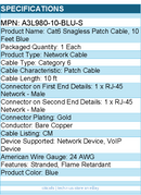 Belkin A3L980-10-BLU-S Cat6 Patch Cable - RJ-45 Male Network - 10ft - Blue