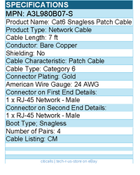 Belkin A3L980B07-S Cat. 6 UTP Patch Cable - RJ-45 Male - Molded, Stranded - 7ft