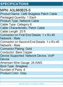 Belkin A3L980b25-S Cat. 6 UTP Patch Cable - RJ-45 Male - 25ft - Gray