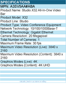 HP Poly A3SV5AA#ABA Studio X32 All-In-One Video Bar No Power Supply