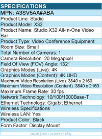 HP Poly A3SV5AA#ABA Studio X32 All-In-One Video Bar - No Power Supply