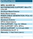 Lian-Li A4-H2O X4 Computer Case Mini-ITX 240 AIO cooling Anodized Black Exterior