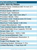 HP A6SY8UT#ABA EliteBook 840 G11 14" Notebook - WUXGA - Intel Core Ultra 7