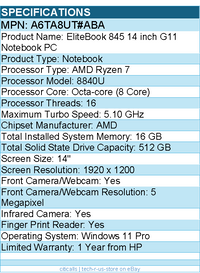 HP A6TA8UT#ABA EliteBook 845 G11 14" Touchscreen Notebook - AMD Ryzen 7