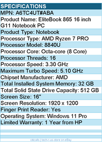 HP A6TC4UT#ABA EliteBook 865 G11 16" Notebook - WUXGA - AMD Ryzen 7 PRO 8840U