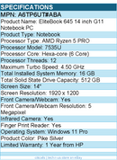 HP A6TP6UT#ABA EliteBook 645 G11 14" Notebook - WUXGA - AMD Ryzen 5 PRO 7535U