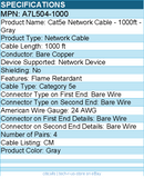 Belkin A7L504-1000 Cat5e Network Cable - 1000ft - Flame Retardant - Gray