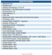 CipherLab A8001RSC00005 Mobile Computer, Pocket Size, Batch, Li-ion Battery
