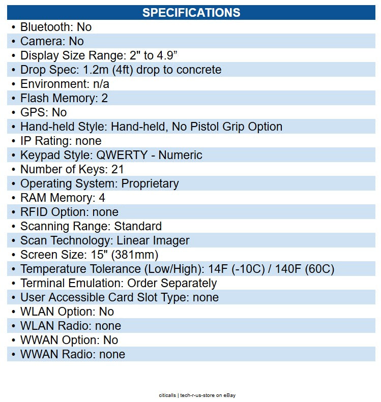 CipherLab A8001RSC00005 Mobile Computer, Pocket Size, Batch, Li-ion Battery