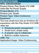 HP Poly A9DD8AA#ABA Studio V12 USB Video Bar No Power Supply