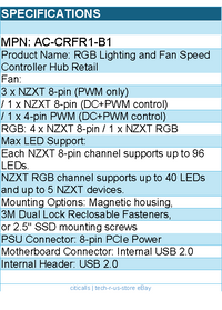 NZXT AC-CRFR1-B1 Digital RGB Lighting & Fan Speed Controller Hub Retail