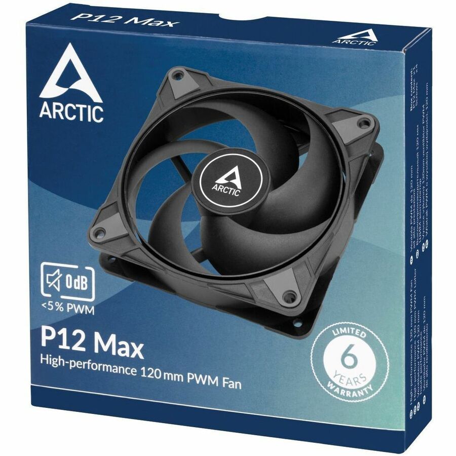 Arctic ACFAN00280A P12 Max Cooling Fan 4.72" 81cfm 3300rpm Fluid 4-Pin PWM Black