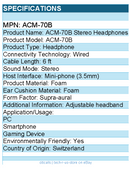 Cyber Acoustics ACM-70b Lightweight PC/Audio Stereo Headphone
