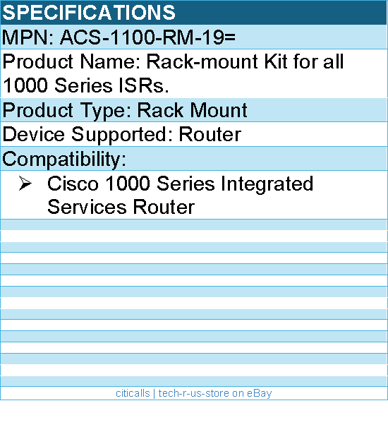 Cisco ACS-1100-RM-19= 1100 SERIES ROUTER RACKMOUNT