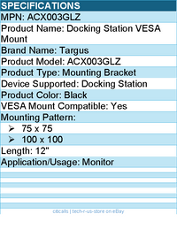 Targus ACX003GLZ Mounting Bracket for Docking Station - Black