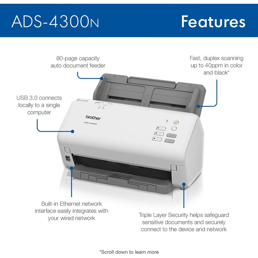 Brother Intl (Printers)ADS-4300N PROF DESKTOP SCANNER