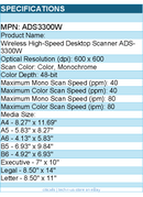 Brother ADS3300W Wireless High-Speed Desktop Scanner - 48-bit Color