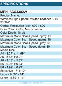 Brother ADS3300W Wireless High-Speed Desktop Scanner - 48-bit Color