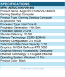 MSI AER2C14NVV91440 Gaming Desktop Computer - Intel Core i9 14th Gen
