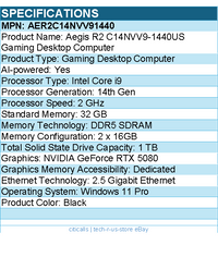 MSI AER2C14NVV91440 Gaming Desktop Computer - Intel Core i9 14th Gen