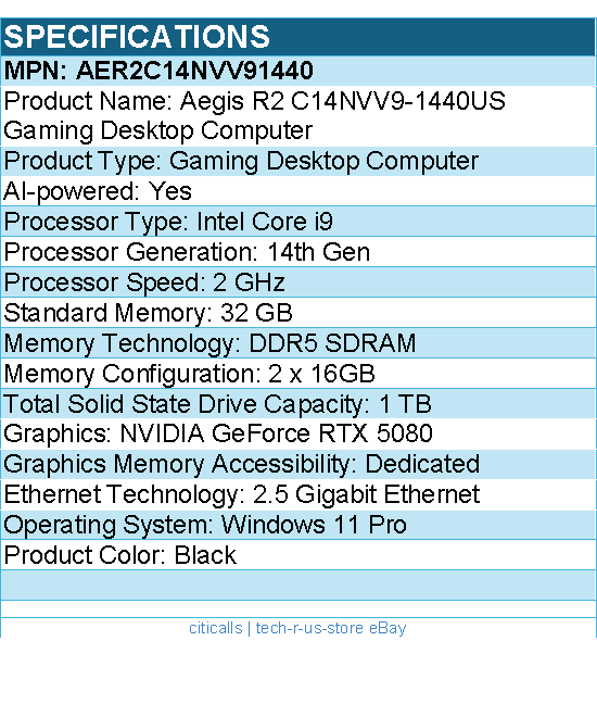 MSI AER2C14NVV91440 Gaming Desktop Computer - Intel Core i9 14th Gen