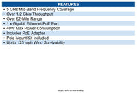 Ubiquiti AF-5(US) Airfiber5 Af5 1000 Mbit/s Wireless Bridge 62.1 Mile Maximum