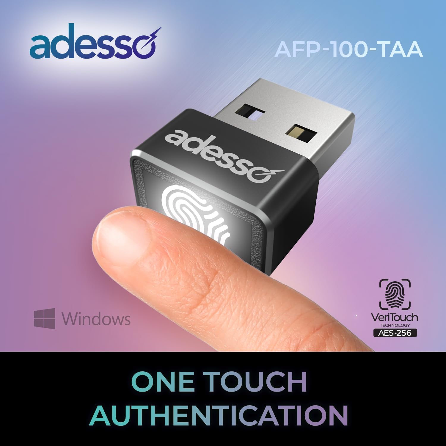 Adesso AFP-100-TAA Fingerprint Reader - USB - TAA Compliant