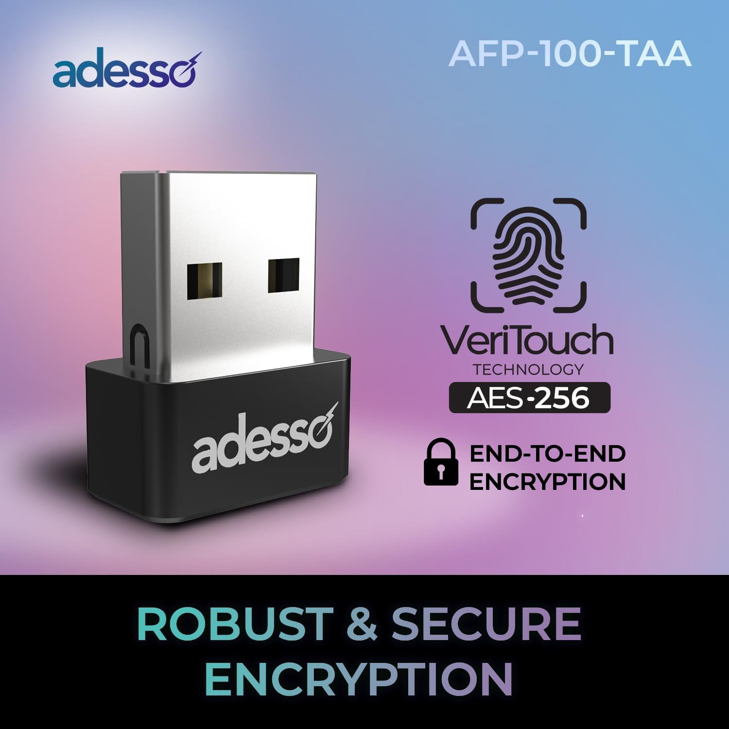 Adesso AFP-100-TAA Fingerprint Reader - USB - TAA Compliant