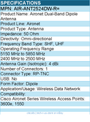 Cisco AIR-ANT2524DW-R= Aironet Dual-Band Dipole Antenna