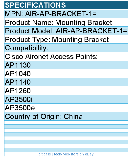 Cisco AIR-AP-BRACKET-1= Mounting Bracket for Cisco Aironet Access Points