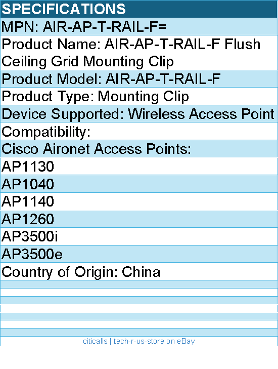 Cisco AIR-AP-T-RAIL-F Mounting Clip for Wireless Access Point