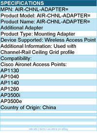 Cisco AIR-CHNL-ADAPTER= Mounting Adapter for Wireless Access Point