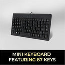 Adesso AKB-110B EasyTouch Mini Keyboard - PS/2, USB - 87 Keys - Black