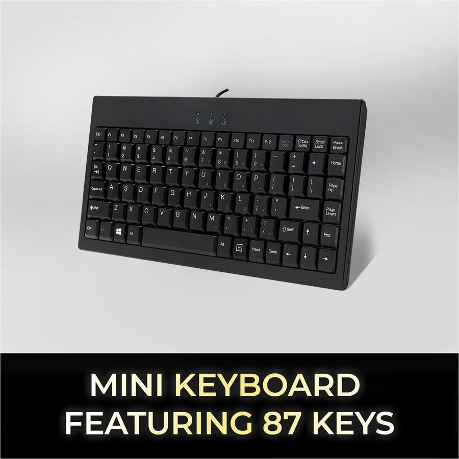 Adesso AKB-110B EasyTouch Mini Keyboard - PS/2, USB - 87 Keys - Black
