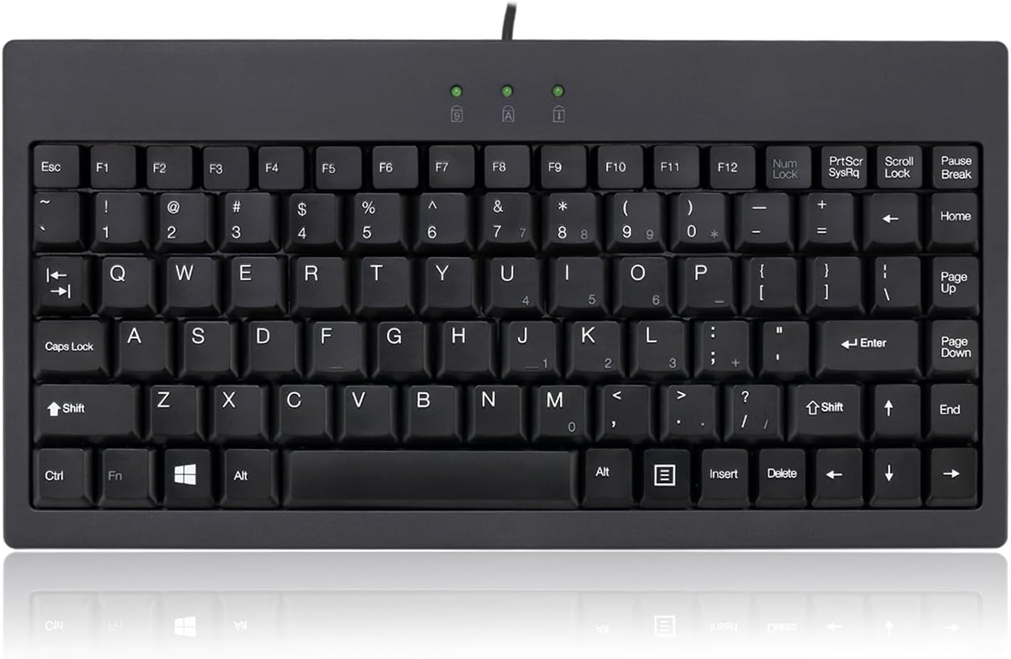 Adesso AKB-110B Mini Keyboard - PS/2, USB - 87 Keys - Black