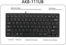 Adesso AKB-111UB SlimTouch Mini Keyboard - QWERTY Layout - USB - 78 Key(s)