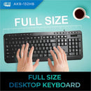 Adesso AKB-132HB Multimedia Desktop Keyboard with 3-Port USB Hub