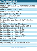 Adesso AKB-132PB Multimedia Desktop Keyboard - Cable - PS/2 - 104 Key(s)