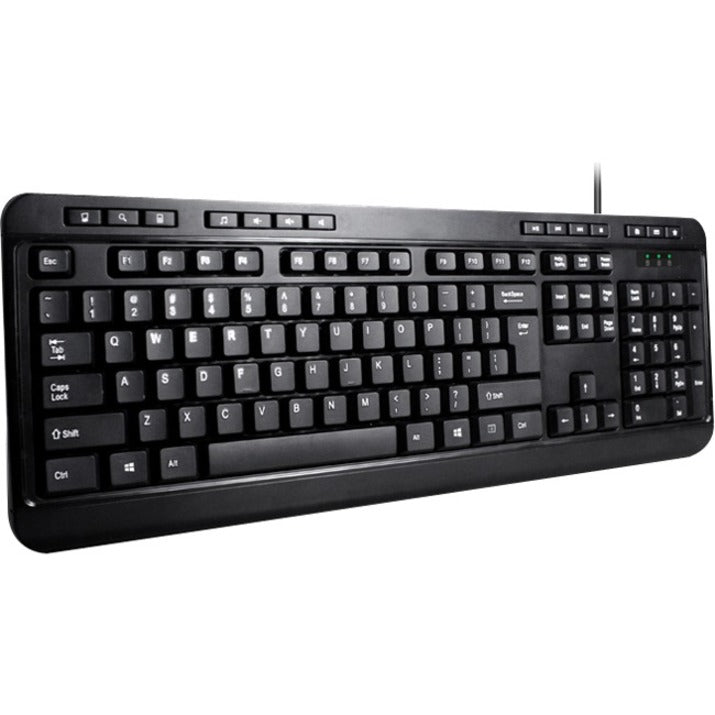 Adesso AKB-132UB Spill-Resistant Multimedia Desktop Keyboard (USB) - Cable