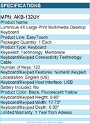 Adesso AKB-132UY Luminous 4X Large Print Multimedia Desktop Keyboard