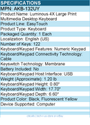 Adesso AKB-132UY Luminous 4X Large Print Multimedia Desktop Keyboard - Cable