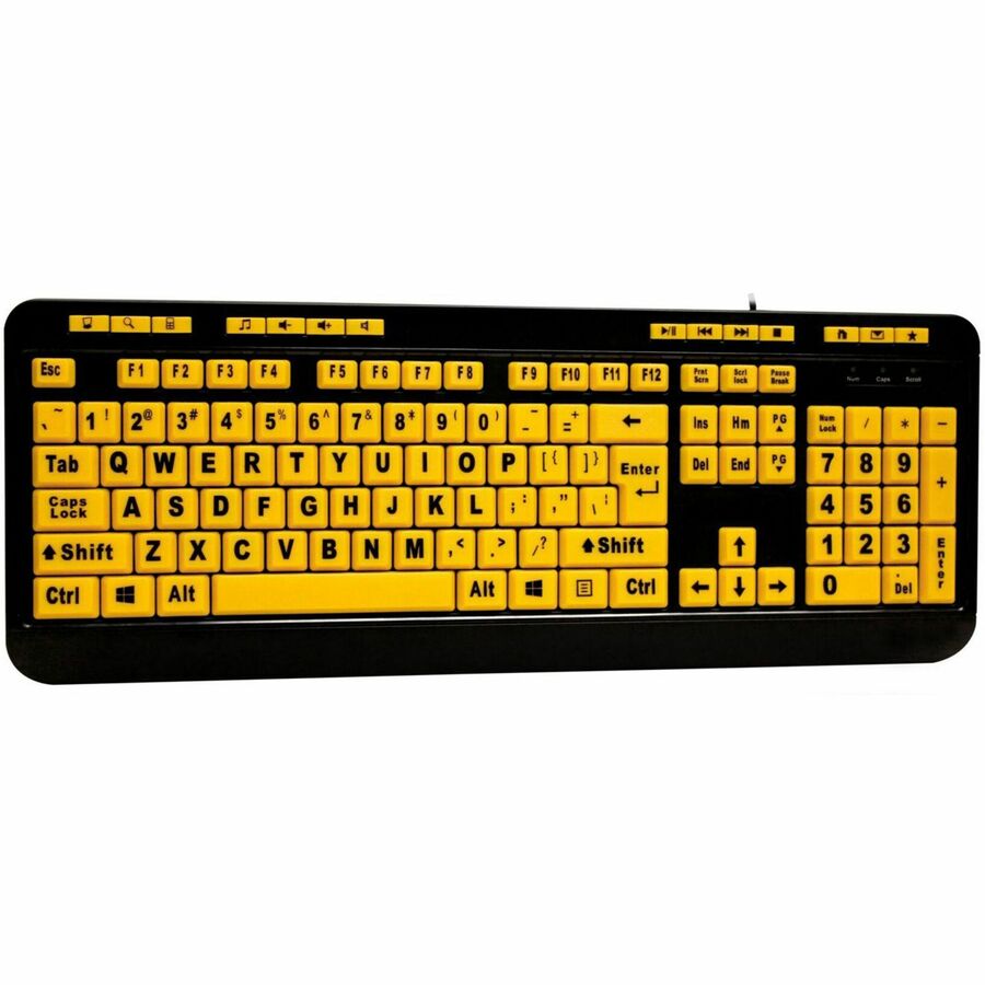 Adesso AKB-132UY Luminous 4X Large Print Multimedia Desktop Keyboard