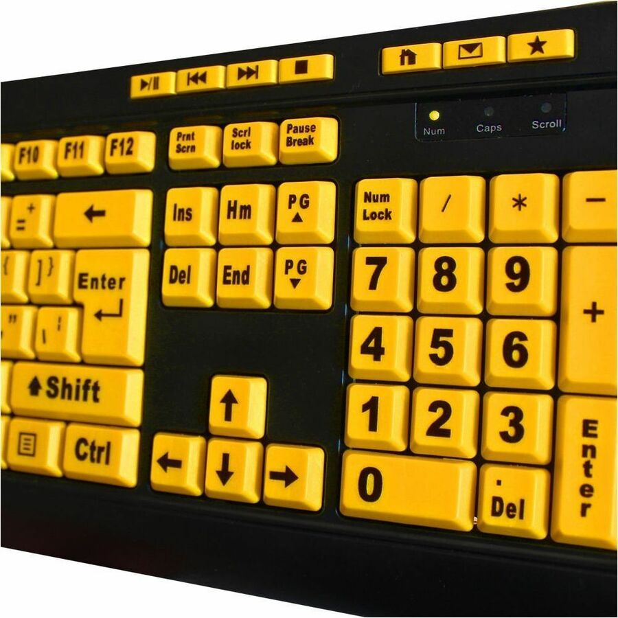 Adesso AKB-132UY Luminous 4X Large Print Multimedia Desktop Keyboard