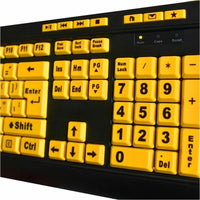 Adesso AKB-132UY Luminous 4X Large Print Multimedia Desktop Keyboard - Cable