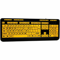 Adesso AKB-132UY Luminous 4X Large Print Multimedia Desktop Keyboard - Cable